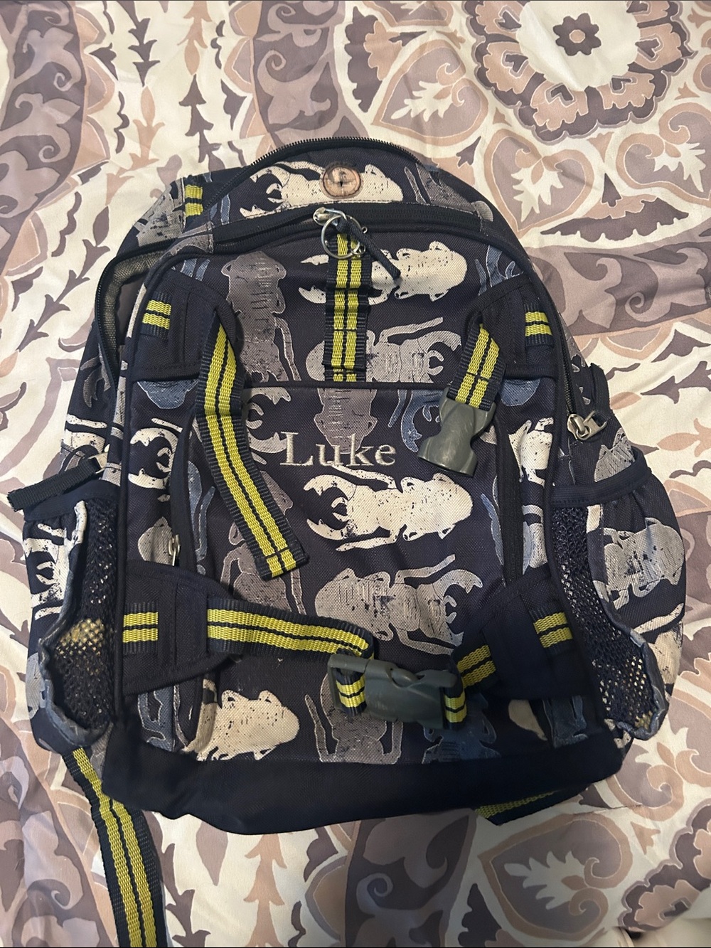 Pottery barn kids Navy Blue & Gray Backpack with Yellow Accents